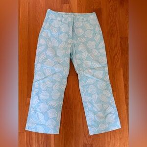 Lilly Pulitzer Aqua Seashell Print Pants-vintage! capri